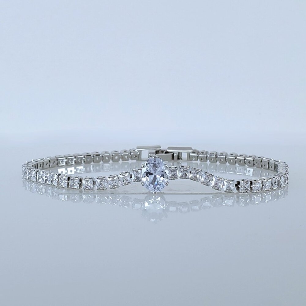 Solid 925 Sterling Silver Womens 2ct Oval Diamond Tennis Bracelet Ladies Jewelry